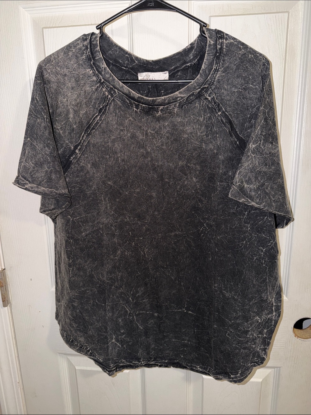 Zenana Outfitters Washed Black Mineral-Wash Short Sleeve Tee